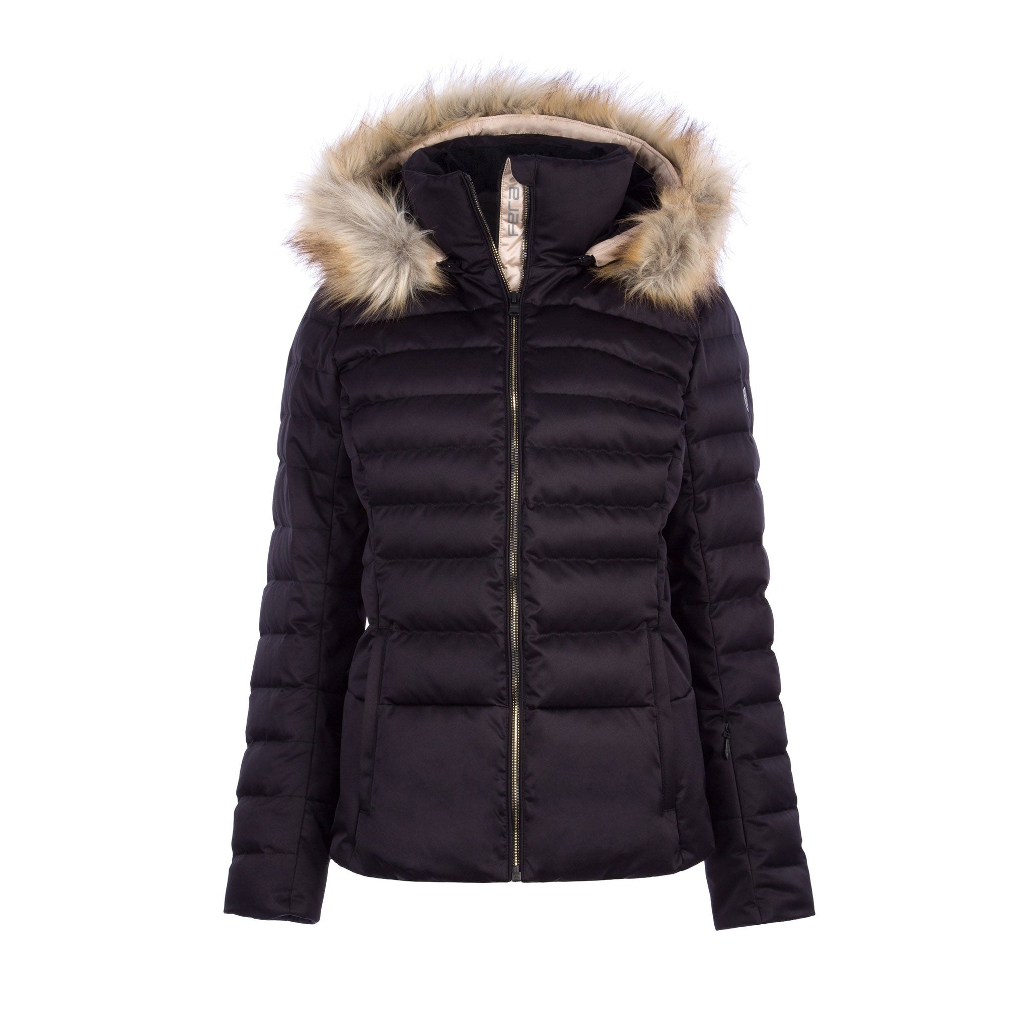 Julia Ski Jacket in Black Satin/Champagne