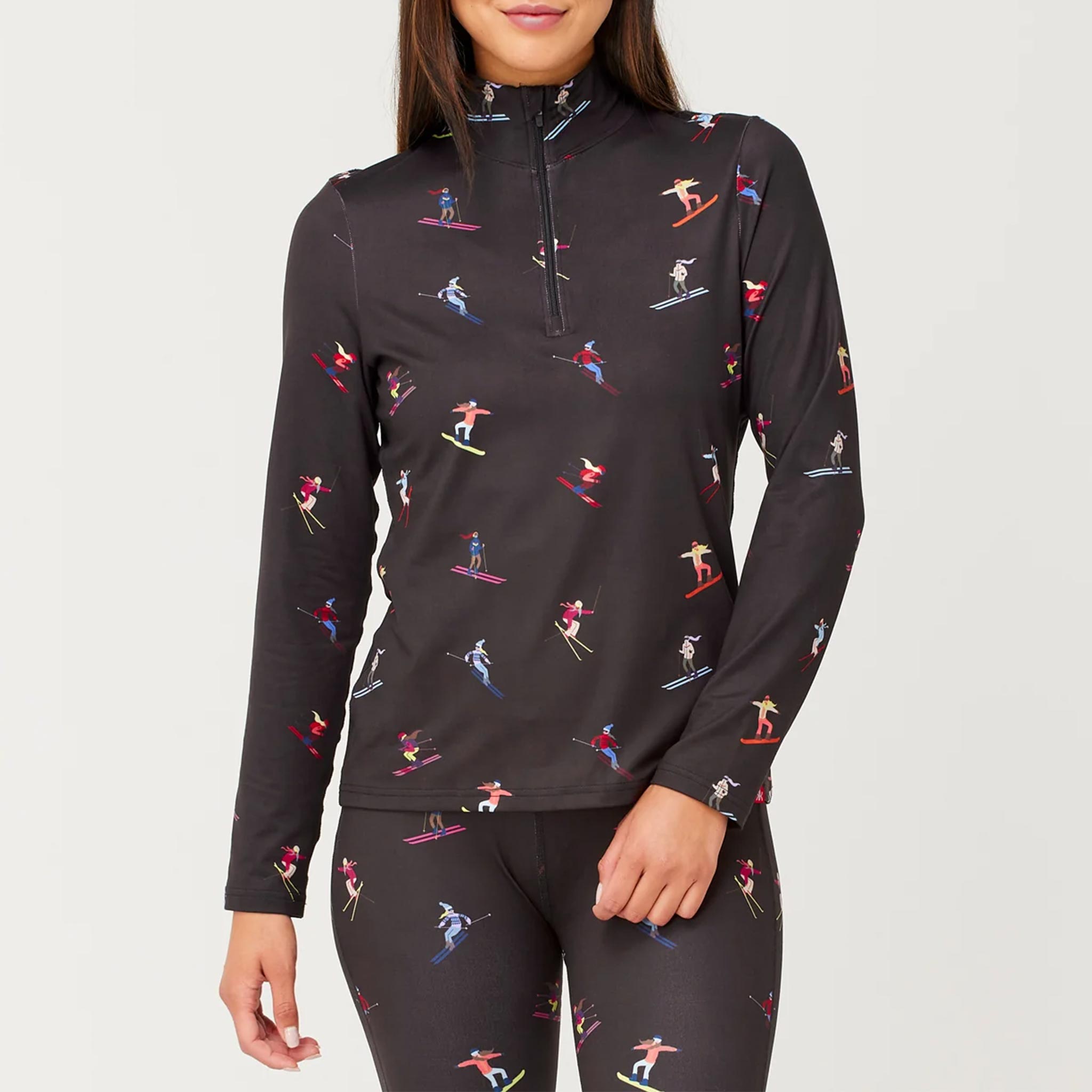 Multi Skiers Quarter Zip in Black