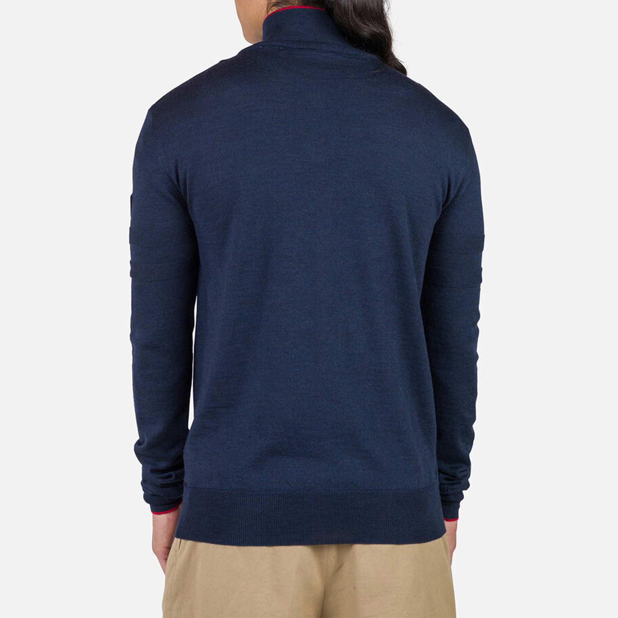 Stripe Half Zip Sweater in Dark Navy