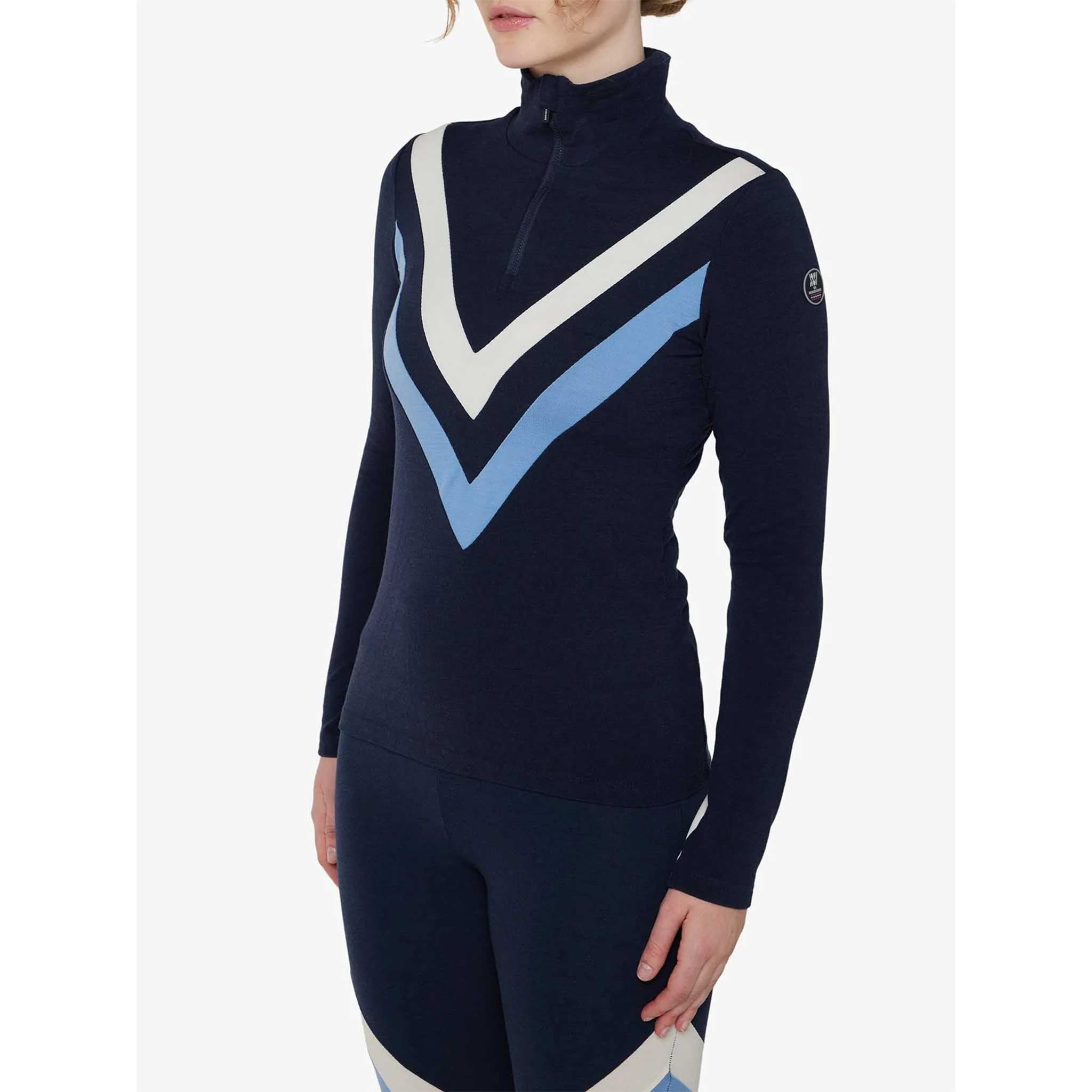 Voss Chevron Zipup Sweater in Navy