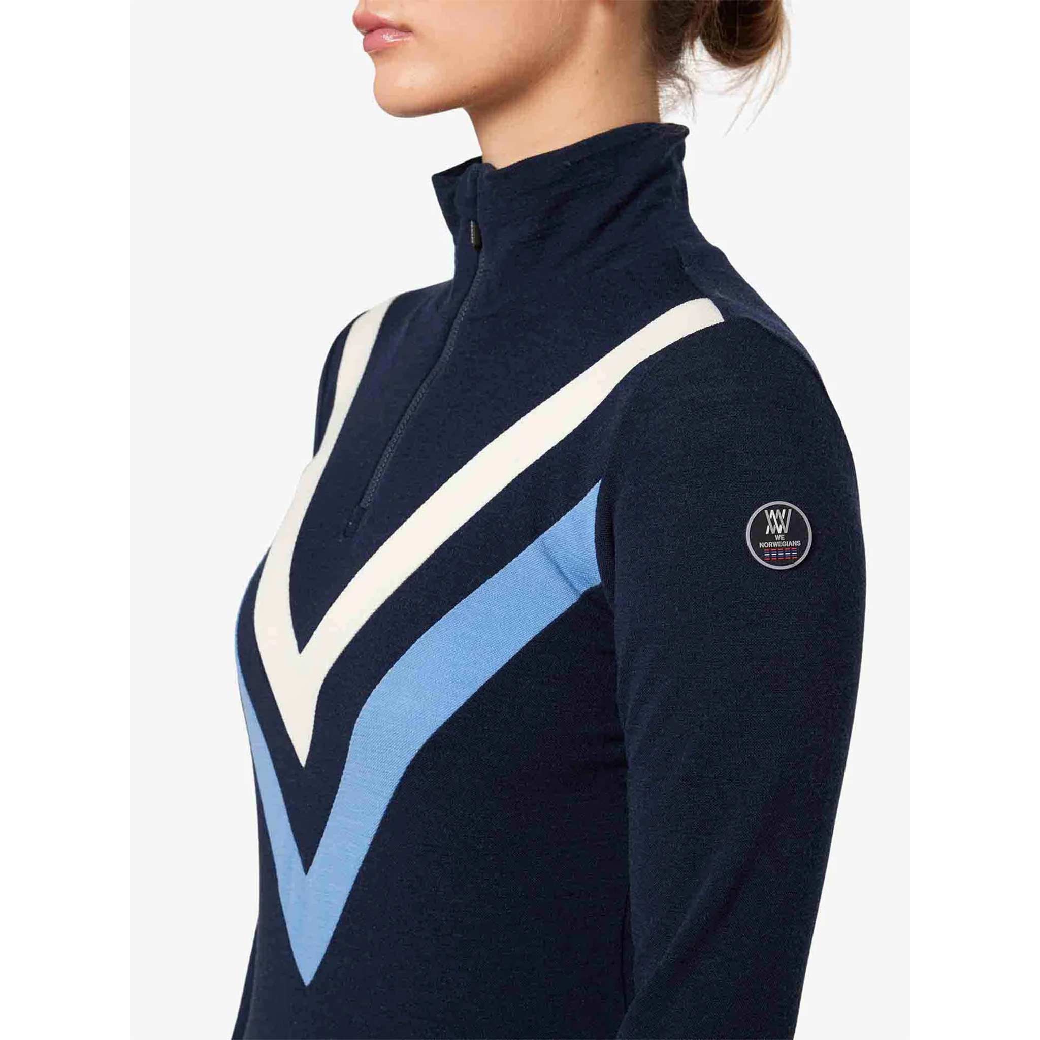 Voss Chevron Zipup Sweater in Navy