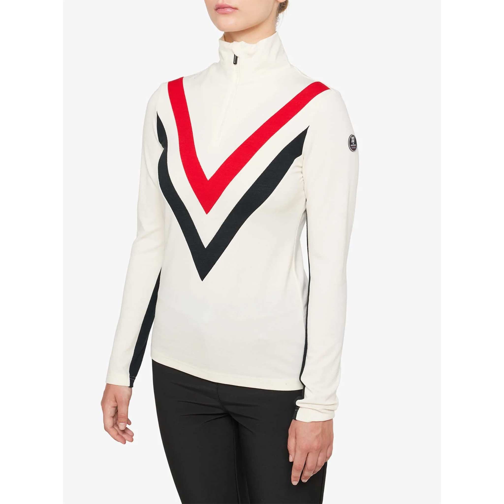 Voss Chevron Zipup Sweater in White Flag