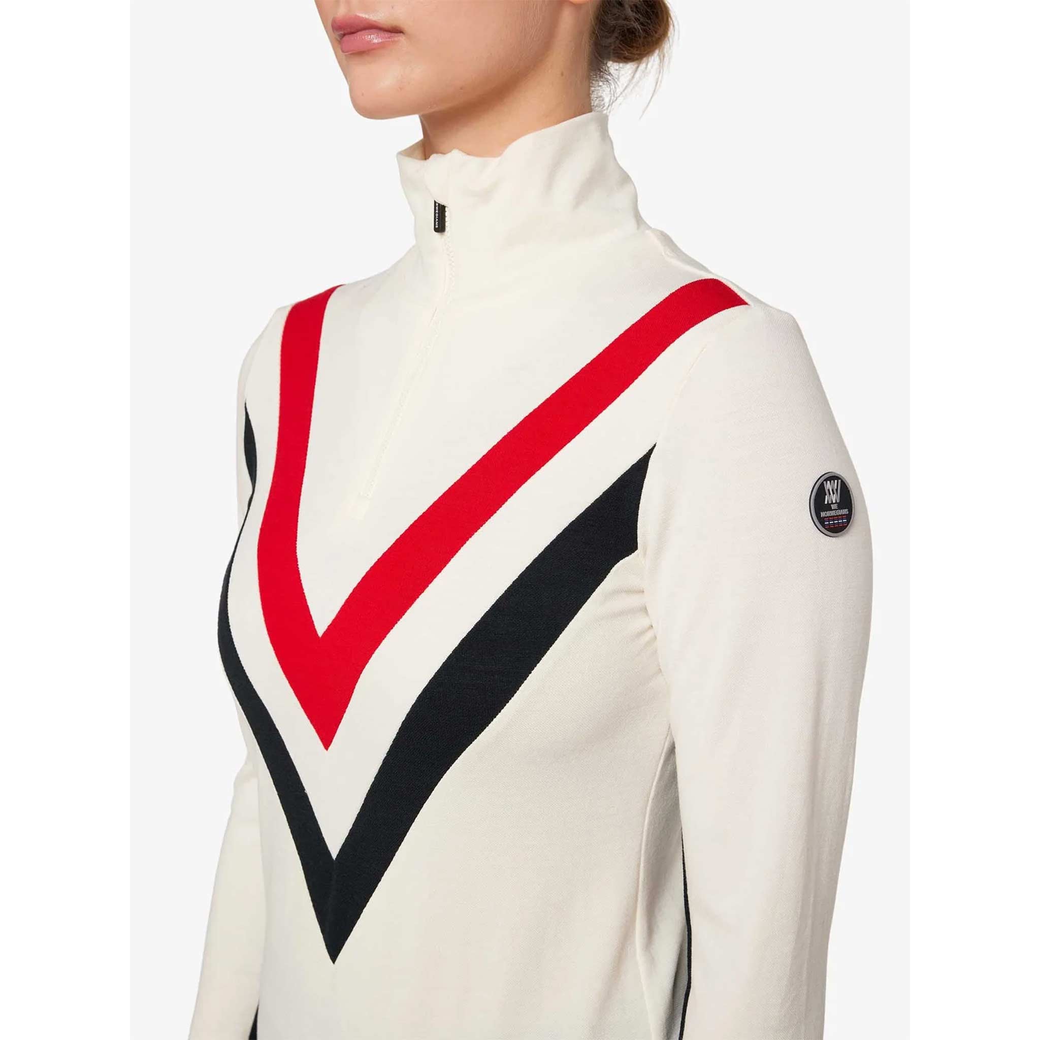 Voss Chevron Zipup Sweater in White Flag