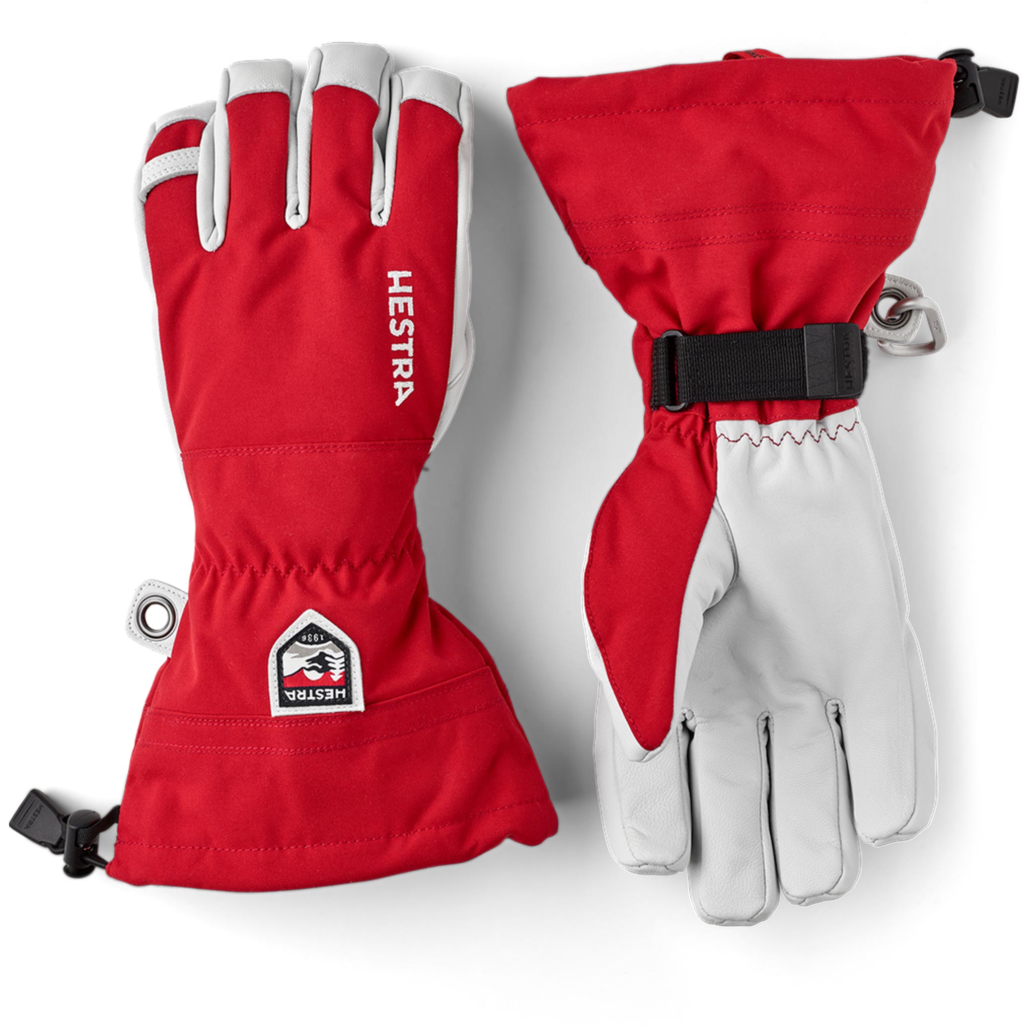 Army Leather Heli Ski Gloves in Red