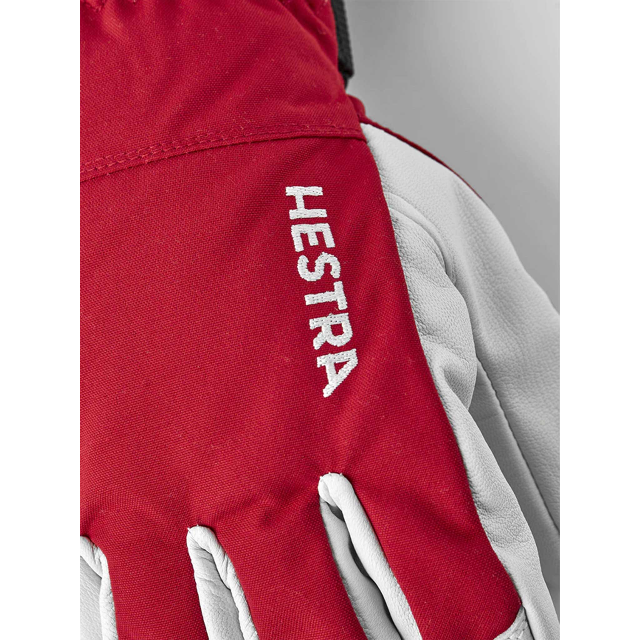 Army Leather Heli Ski Gloves in Red